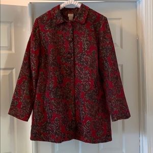 Red Brocade Jacket - Chico’s size 2 (12-14 Womens)